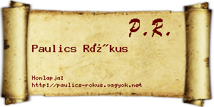 Paulics Rókus névjegykártya